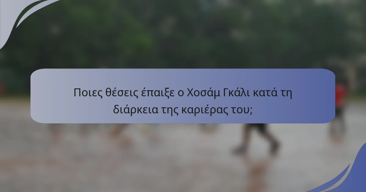 Ποιες θέσεις έπαιξε ο Χοσάμ Γκάλι κατά τη διάρκεια της καριέρας του;