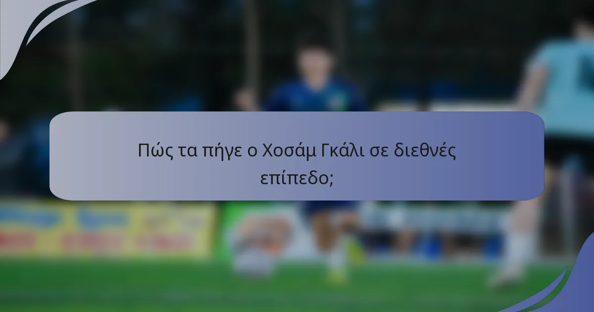 Πώς τα πήγε ο Χοσάμ Γκάλι σε διεθνές επίπεδο;